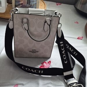 Coach Signature White and Black Crossbody Bag ,Brand New
